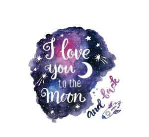 Transfer-Applikation Moon zum Aufbügeln - ca. 20,0 cm x 19,2 cm - I Love you