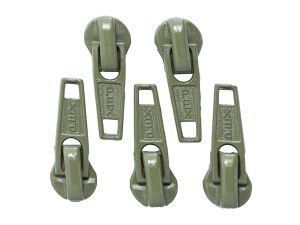 Slider/Zipper/Automatikschieber für Reißverschlüsse Größe 5 - Set 5 Stück - olive