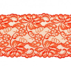 Elastische Spitze extrabreit ca. 14,5 cm - Blumenranken - rot