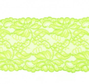 Elastische Spitze extrabreit ca. 14,5 cm - Blumenranken - grün