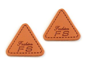 Kunstleder Aufnäher ca. 23 x 25 mm 2 Stück - FS-Fashion - braun