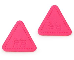 Kunstleder Aufnäher ca. 23 x 25 mm 2 Stück - FS-Fashion - neon pink