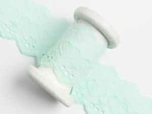 Spitze Broderie Baumwolle ca. 50mm - Herzen - mint