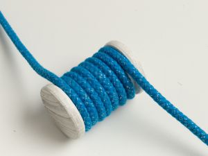 Baumwoll Kordel / Hoodie-Band mit Glitzer Ø 10 mm - türkis