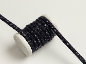 Baumwoll Kordel / Hoodie-Band mit Glitzer Ø 10 mm - nachtblau