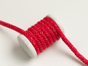 Baumwoll Kordel / Hoodie-Band mit Glitzer Ø 10 mm - rot