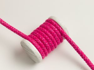 Baumwoll Kordel / Hoodie-Band mit Glitzer Ø 10 mm - pink