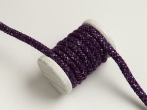 Baumwoll Kordel / Hoodie-Band mit Glitzer Ø 10 mm - dunkles lila