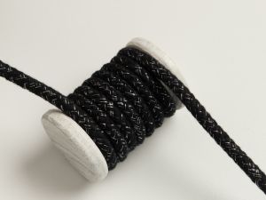 Baumwoll Kordel / Hoodie-Band mit Glitzer Ø 10 mm - schwarz