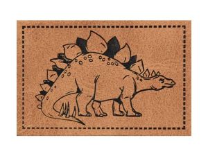 Jessy Sewing Kunstleder-Label mit aufgedruckter Nähnaht - "Stegosaurus" - braun