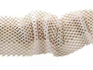 Elastischer Netzstoff/Borte ca. 75 mm - mit Steinchen - beige