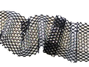 Elastischer Netzstoff/Borte ca. 75 mm - mit Steinchen - schwarz