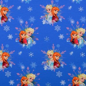 Jersey Digitaldruck - Frozen Anna und Elsa - royalblau
