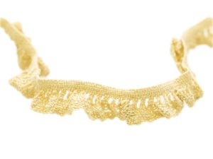 Elastisches Gummiband mit Baumwollspitzenborde 19 mm - Lochmuster - helles altgelb