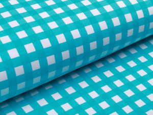 Jersey Avalana - Vichy-Karo 1 x 1 cm - weiß/türkis