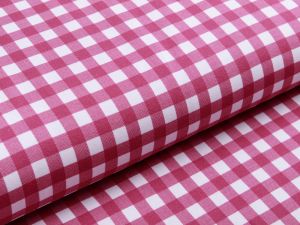 Jersey Avalana - Vichy-Karo 1 x 1 cm - weiß/beere