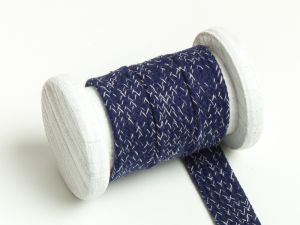 Flache Baumwoll Kordel / Band Hoodie / Kapuze 20 mm breit meliert marine