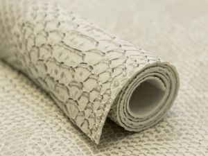 Struktur Kunstleder Coupon ca. 50 cm x 70 cm - Reptiloptik - elfenbein