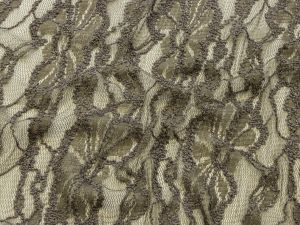 Hochwertige elastische Spitze - Blumenmuster - taupe-grau