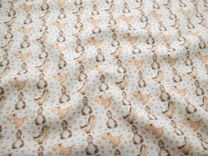 Jersey Waffel Digitaldruck - Dinos - weiß - braun