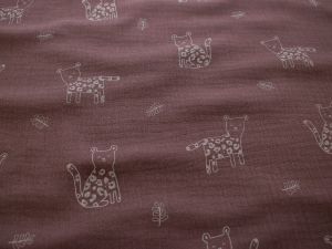 Musselin Baumwolle - niedliche Leoparden - mauve