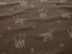 Musselin Baumwolle - niedliche Leoparden - braun - taupe
