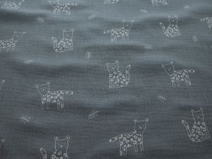 Musselin Baumwolle - niedliche Leoparden - stahlblau