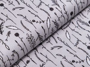 Webware Baumwolle Patchwork - Gräser - grau