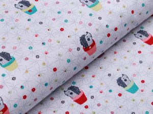 Webware Baumwolle Patchwork - Igel - helles grau