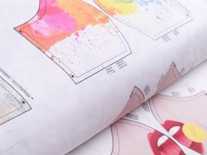 Webware Baumwolle Digitaldruck PANEL ca. 60 x 145 cm für Behelfsmasken - 12 verschiedene Motive - weiß