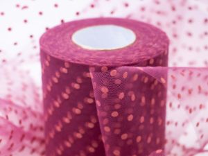 Tüllband ca. 95mm breit - Punkte - rot
