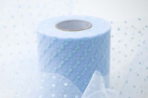 Tüllband ca. 95mm breit - Punkte - hellblau