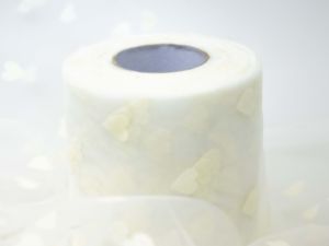 Tüllband ca. 95mm breit - Herzen - ecru