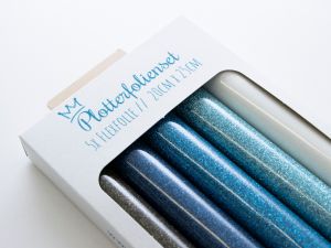 Glitzer Flexfolie PU-Plotterfolienset - 5 Rollen 20 cm x 25 cm