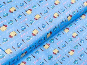 Twill Baumwolle - verschiedene Fahrzeuge - blau