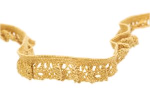 Elastisches Gummiband mit Baumwollspitzenborde 19 mm - Lochmuster - altgelb