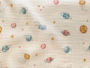 Nahaufnahme von Musselin Baumwolle Double Gauze - Weltraum - helles beige