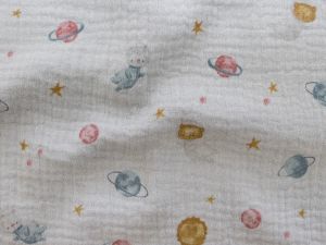 Nahaufnahme von Musselin Baumwolle Double Gauze - Weltraum - grau