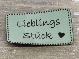 Nahaufnahme von Label Kunstleder KDS - Lieblingsstück - mint