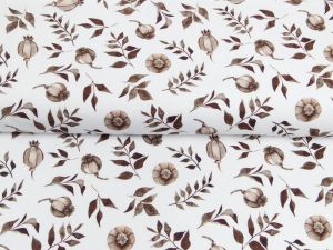 Webware Baumwolle Popeline Digitaldruck Mix Frenchie Snoozy - Herbstgestöber - weiß