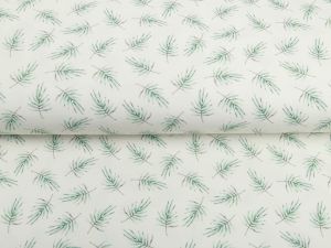 Jersey Digitaldruck - Blätterzweig - wollweiß