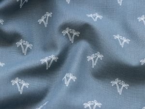 Webware Baumwolle Popeline - Palmen - indigoblau