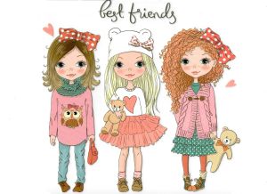 Transfer-Applikation zum Aufbügeln Best Friends - ca. 22,0 cm x 21,6 cm - Drei beste Freundinnen