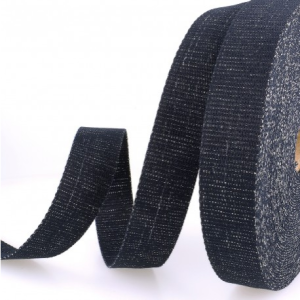 Gurtband mit Glitzerfäden 30 mm - uni anthrazit