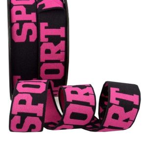 Gummiband ca. 30mm - Sport - schwarz-pink