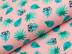 Jersey Swafing Tommy - verschiedene Dschungelblätter - rosa