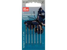 Nahaufnahme von Sticknadeln ohne Spitze Prym ST 22 - silberfarben - 6 Stück