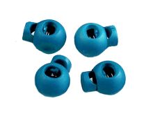 4 runde Kordelstopper - 15 x 19 mm - für Kordeln mit max. 4 mm Durchmesser - petrol