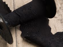 Spitze Broderie Baumwolle ca. 90mm - Blumen und Blätter - schwarz