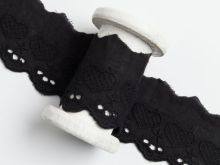 Spitze Broderie Baumwolle ca. 50mm - Herzen - schwarz